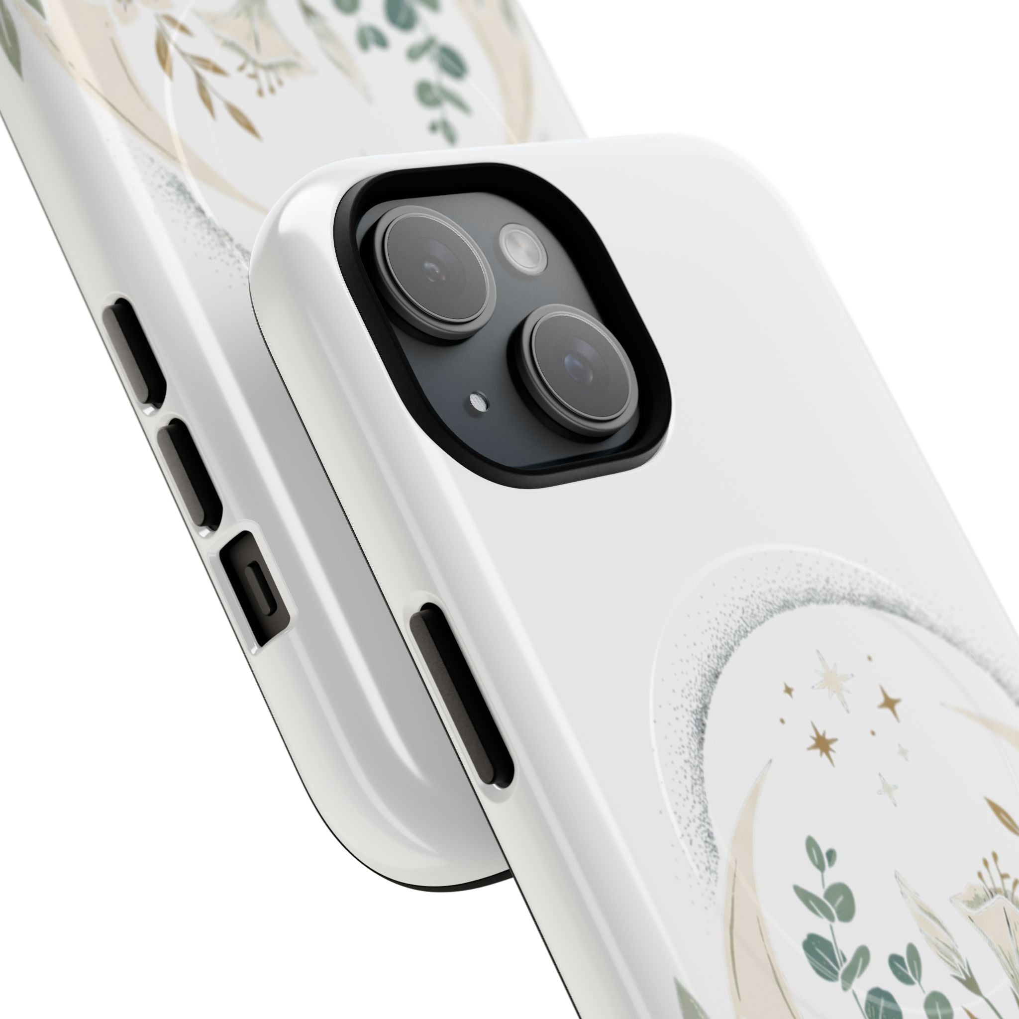Floral Moon Magnetic Phone Case — Botanical iPhone Tough Case with Ring