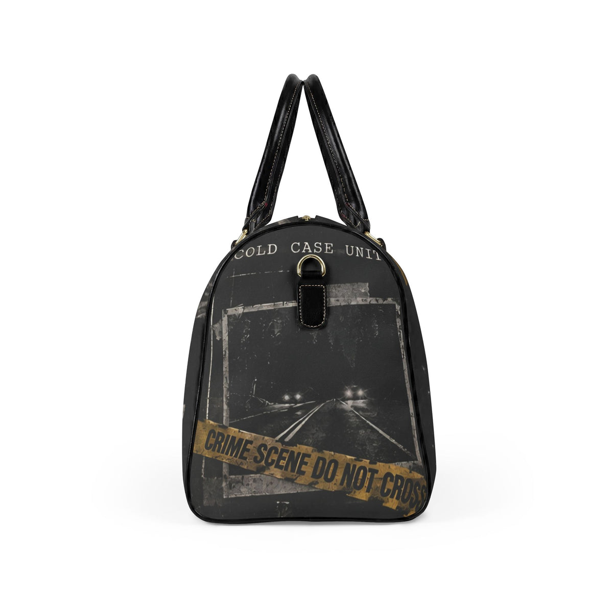 Custom Printed Unsolved Case File Faux Leather Travel Bag – Detective Crime Scene Duffle with Fingerprint Design - Mayon Finds