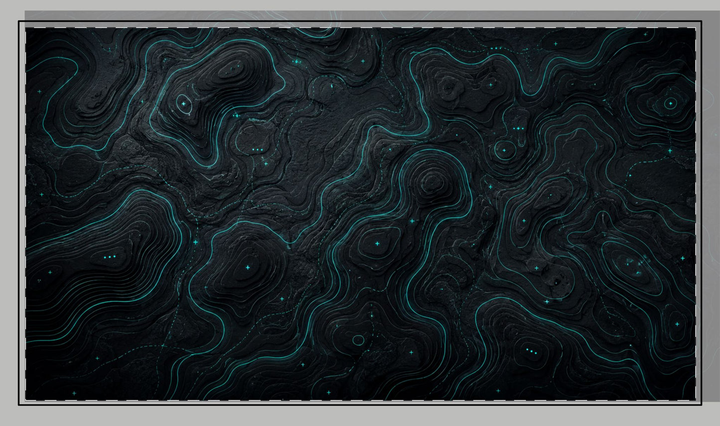 Custom Neon Glow Topographic Desk Mat – Non-Slip, 3 Hem Styles, 5 Sizes