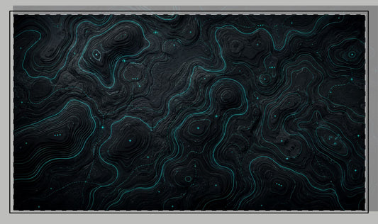 Custom Neon Glow Topographic Desk Mat – Non-Slip, 3 Hem Styles, 5 Sizes