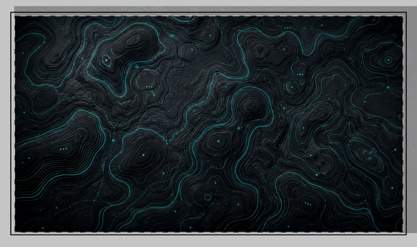 Custom Neon Glow Topographic Desk Mat – Non-Slip, 3 Hem Styles, 5 Sizes