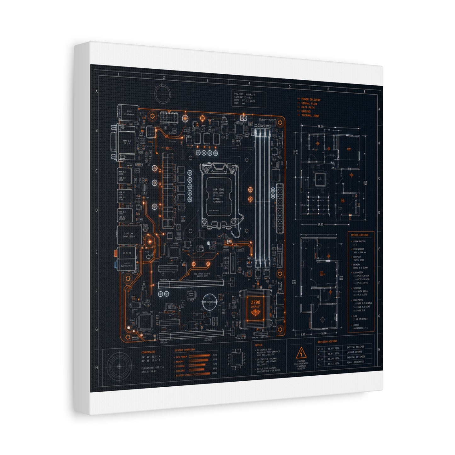 Custom Printed Circuit Board Matte Canvas Wall Art – 60 Sizes, Vertical, Horizontal & Square