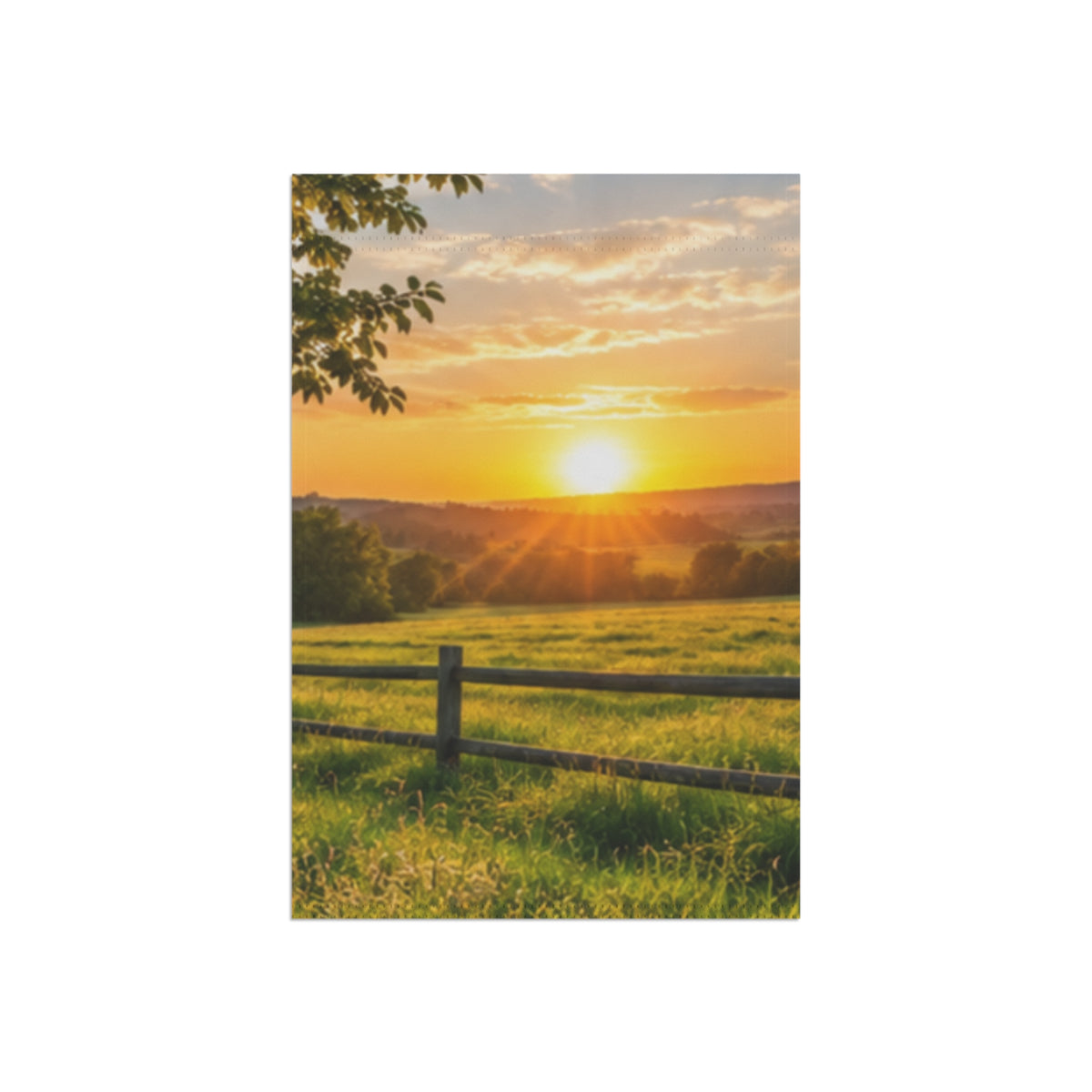 Custom Printed Sunrise Countryside Garden Flag — Scenic Farmhouse Yard Banner - Mayon Finds