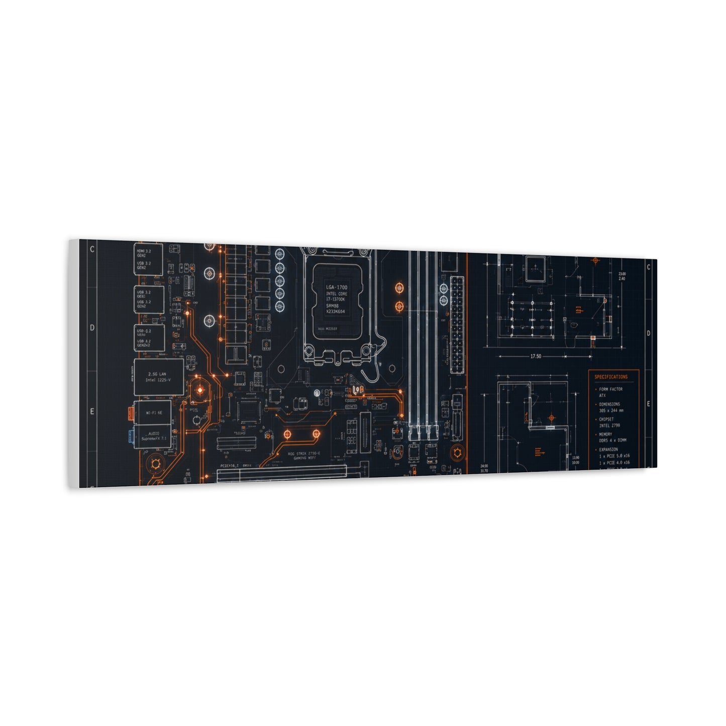 Custom Printed Circuit Board Matte Canvas Wall Art – 60 Sizes, Vertical, Horizontal & Square