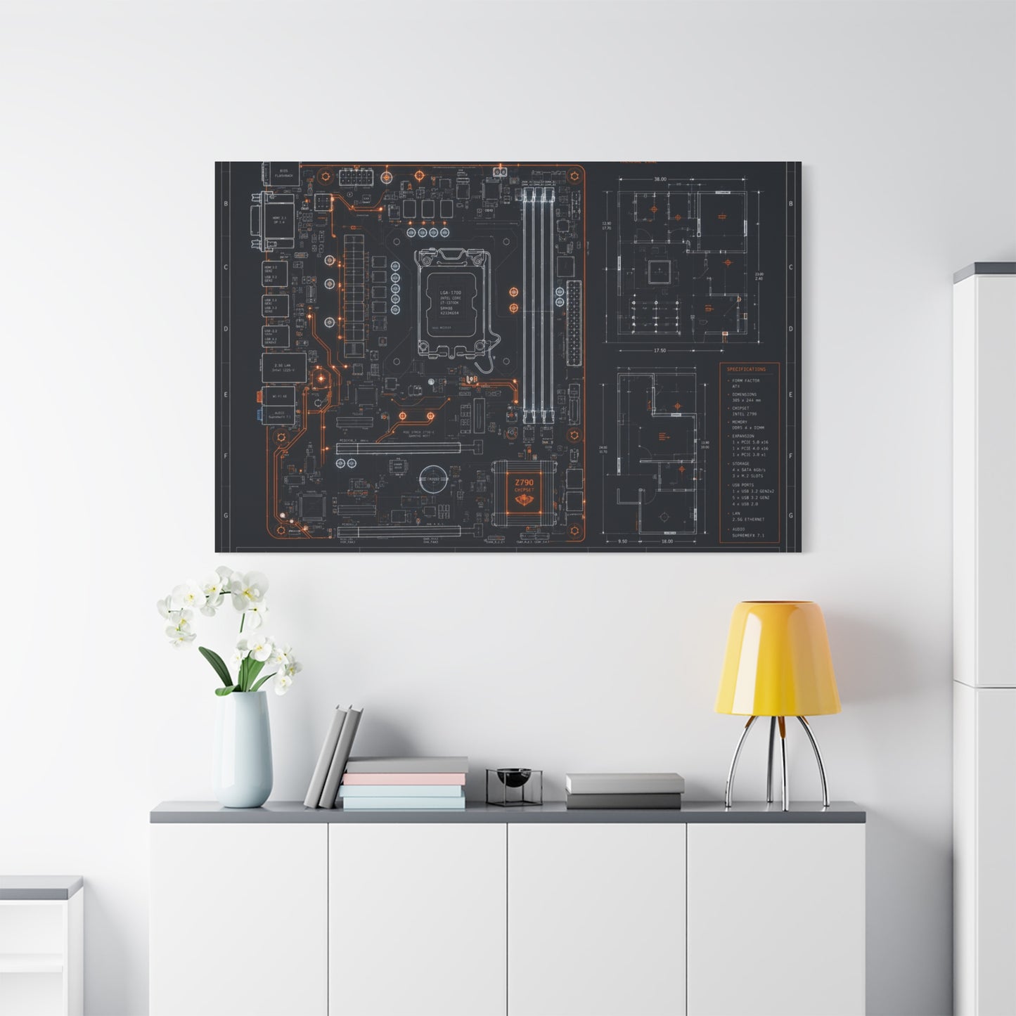 Custom Printed Circuit Board Matte Canvas Wall Art – 60 Sizes, Vertical, Horizontal & Square