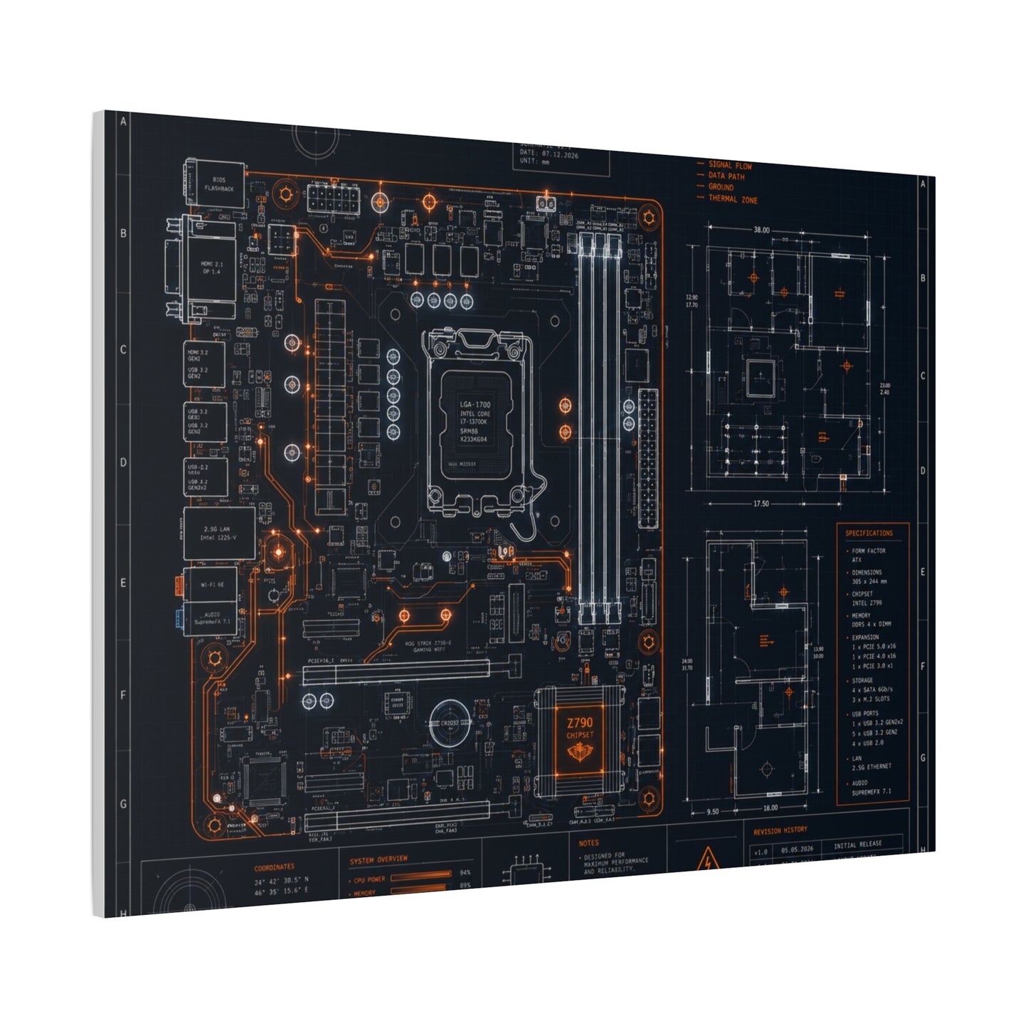 Custom Printed Circuit Board Matte Canvas Wall Art – 60 Sizes, Vertical, Horizontal & Square