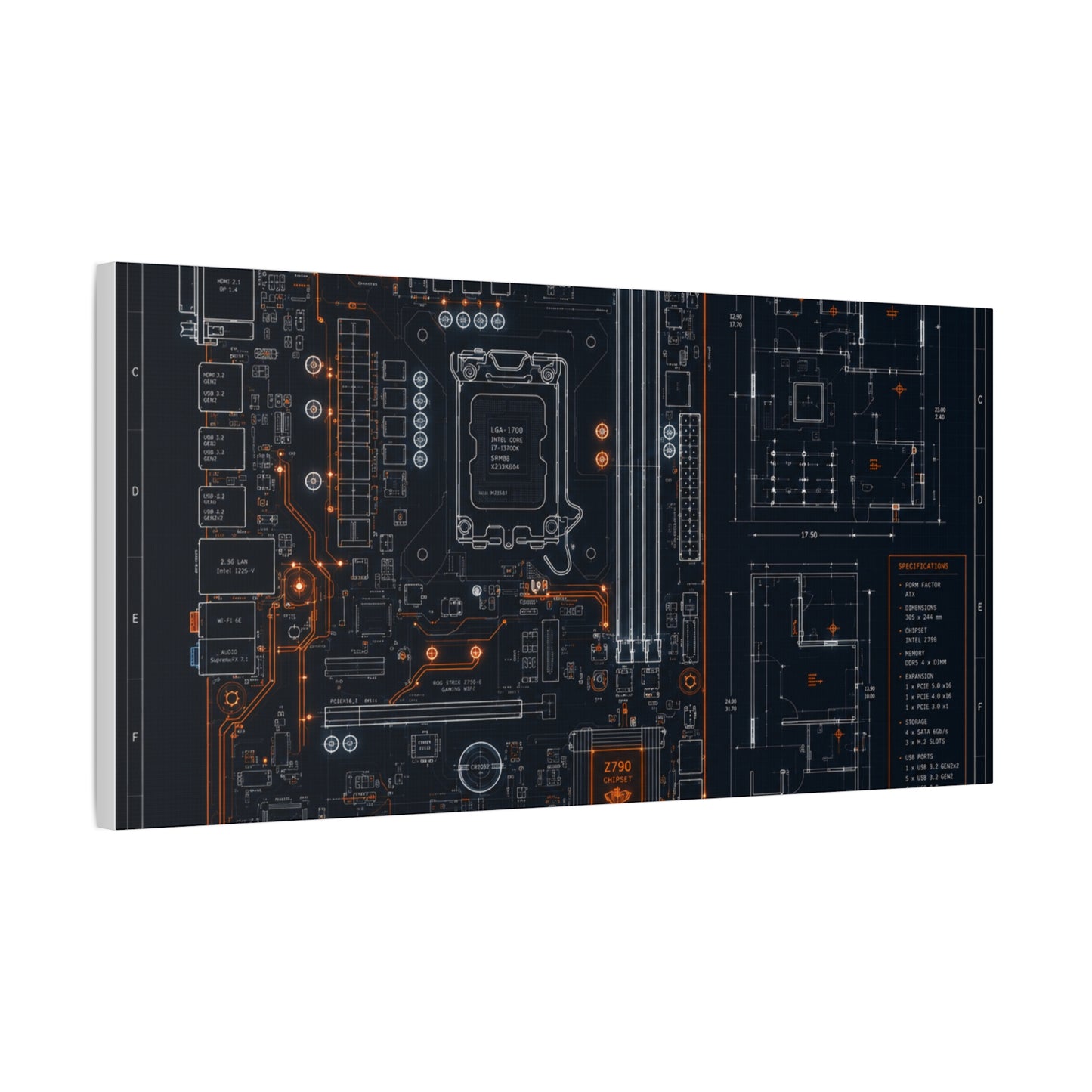 Custom Printed Circuit Board Matte Canvas Wall Art – 60 Sizes, Vertical, Horizontal & Square