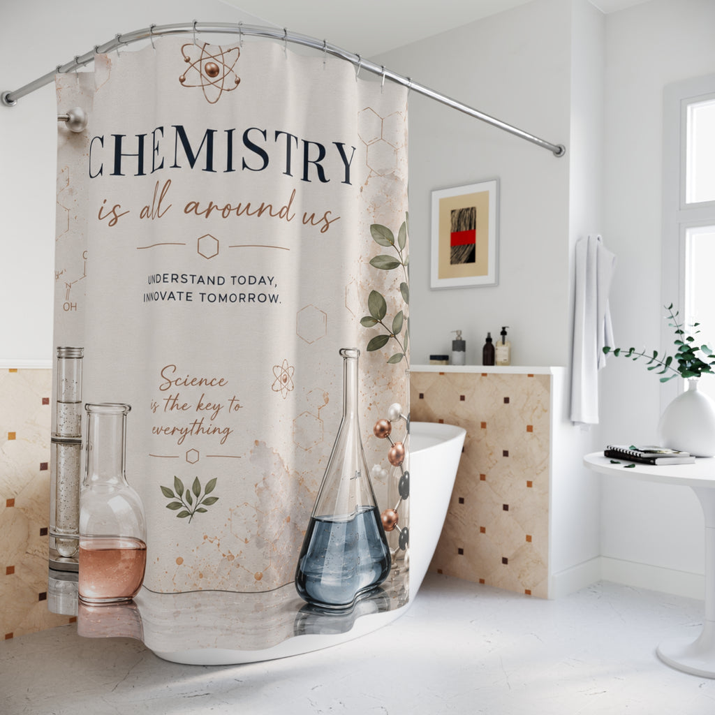 Custom Printed Chemistry Shower Curtain – Educational Science Bathroom Decor
