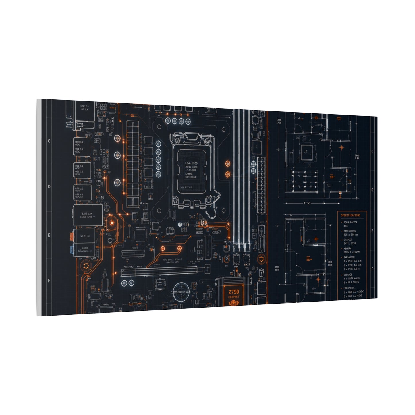 Custom Printed Circuit Board Matte Canvas Wall Art – 60 Sizes, Vertical, Horizontal & Square