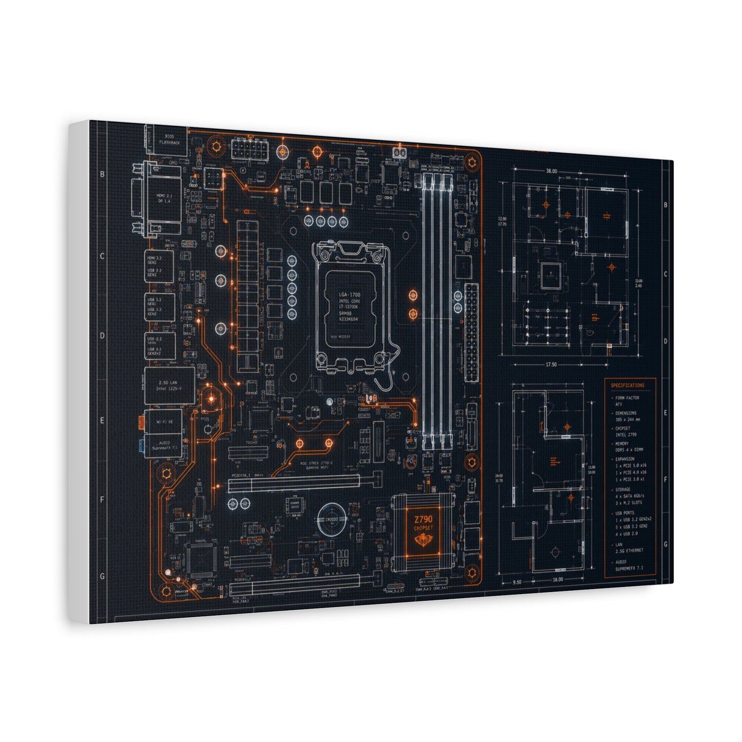 Custom Printed Circuit Board Matte Canvas Wall Art – 60 Sizes, Vertical, Horizontal & Square