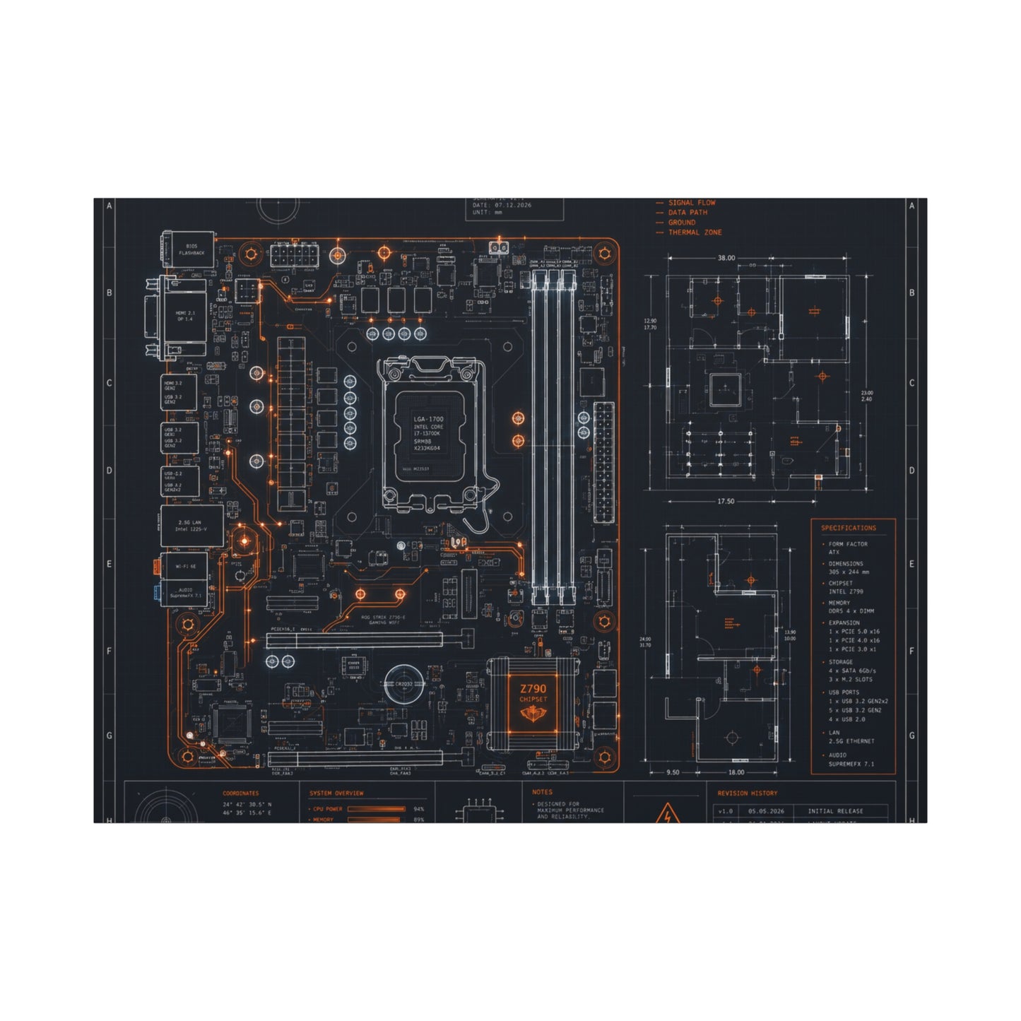 Custom Printed Circuit Board Matte Canvas Wall Art – 60 Sizes, Vertical, Horizontal & Square