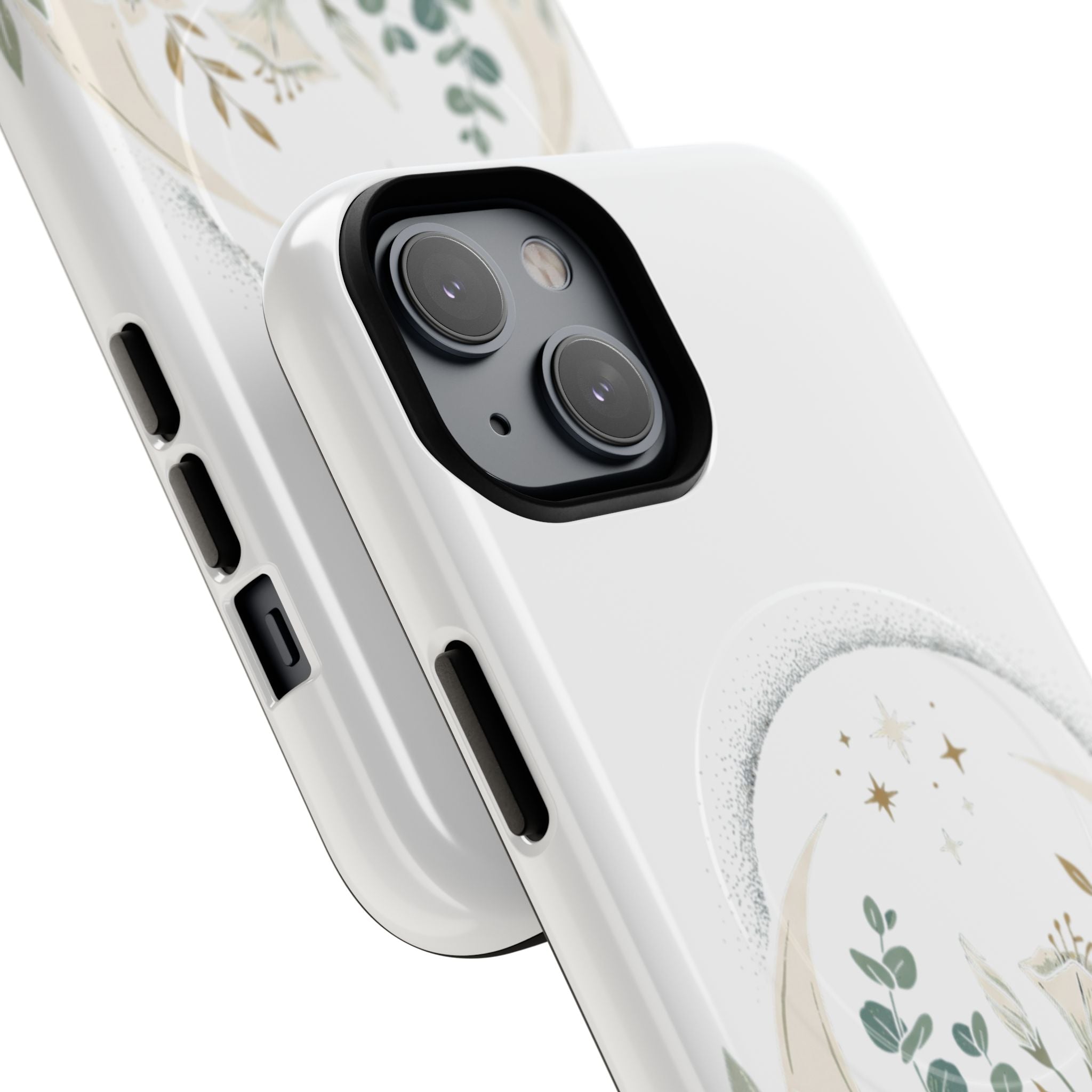 Floral Moon Magnetic Phone Case — Botanical iPhone Tough Case with Ring