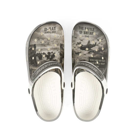 Custom Printed D-Day Vintage WWII EVA Foam Clogs — Battle of Britain Photo Print