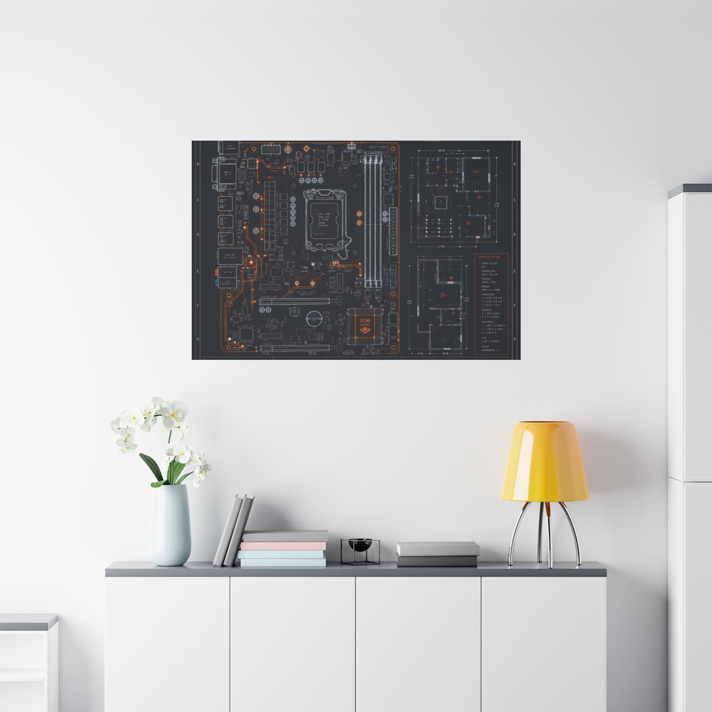 Custom Printed Circuit Board Matte Canvas Wall Art – 60 Sizes, Vertical, Horizontal & Square