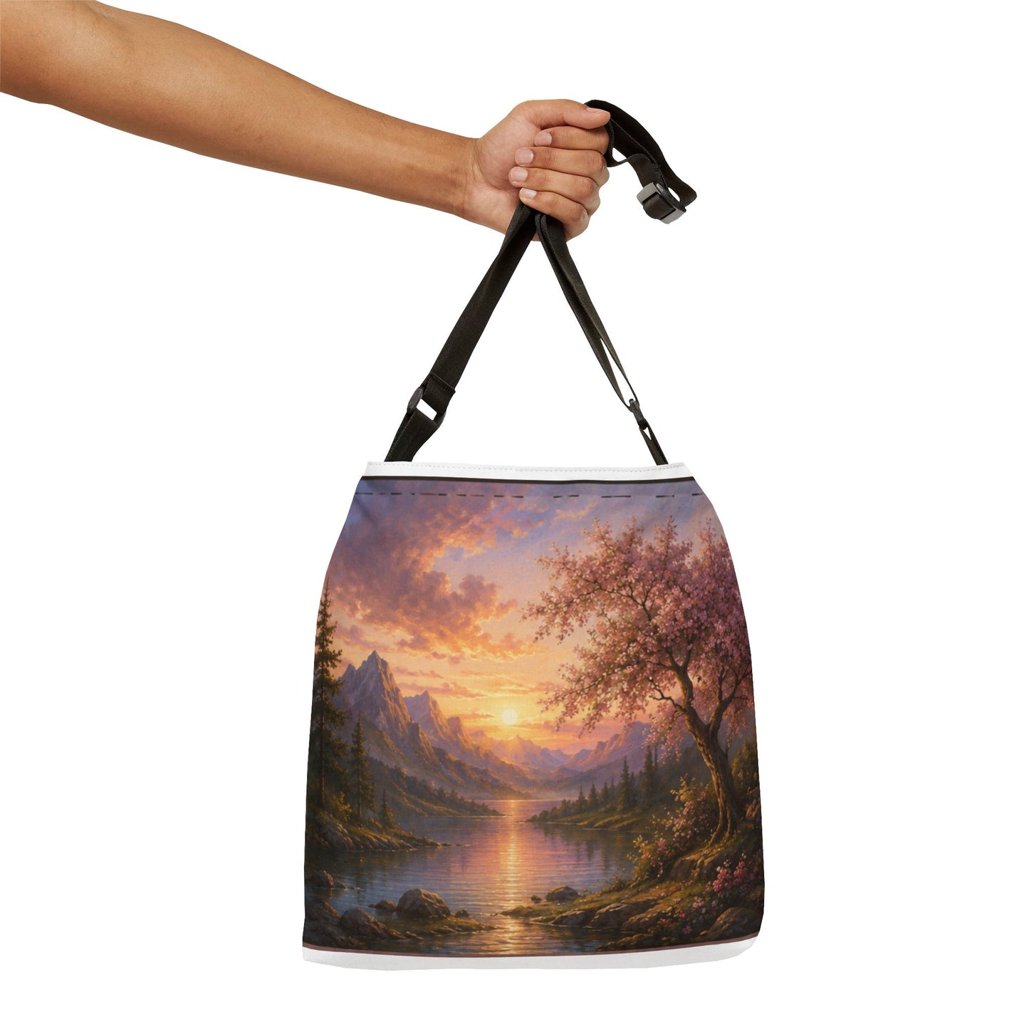 Custom Printed Sunset Landscape Tote Bag – All-Over Print, Adjustable Strap, 2 Sizes