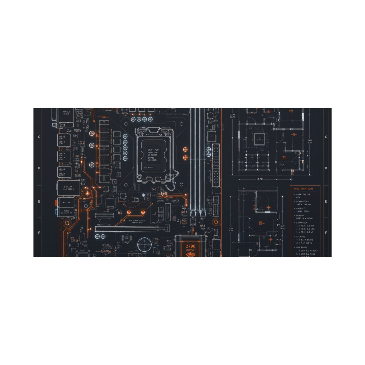 Custom Printed Circuit Board Matte Canvas Wall Art – 60 Sizes, Vertical, Horizontal & Square