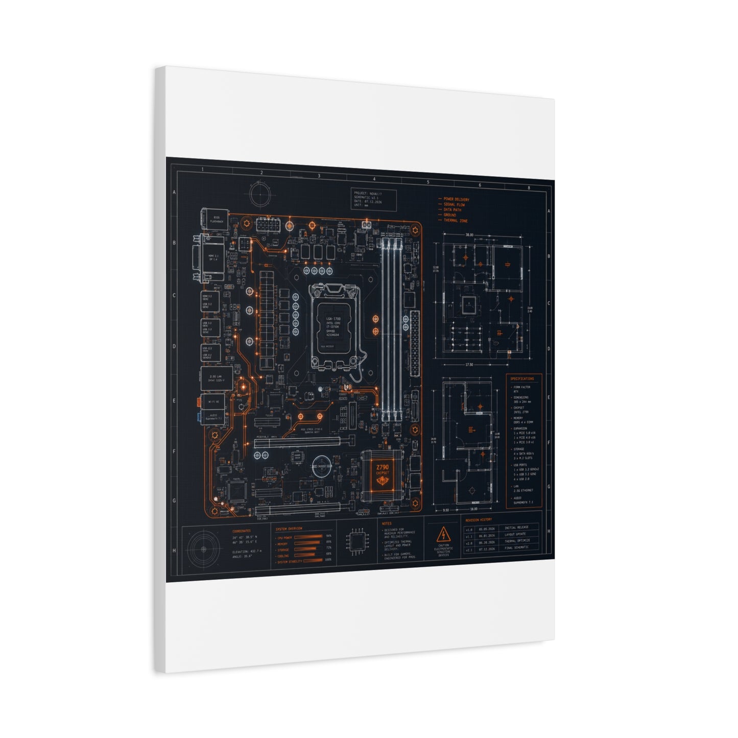 Custom Printed Circuit Board Matte Canvas Wall Art – 60 Sizes, Vertical, Horizontal & Square