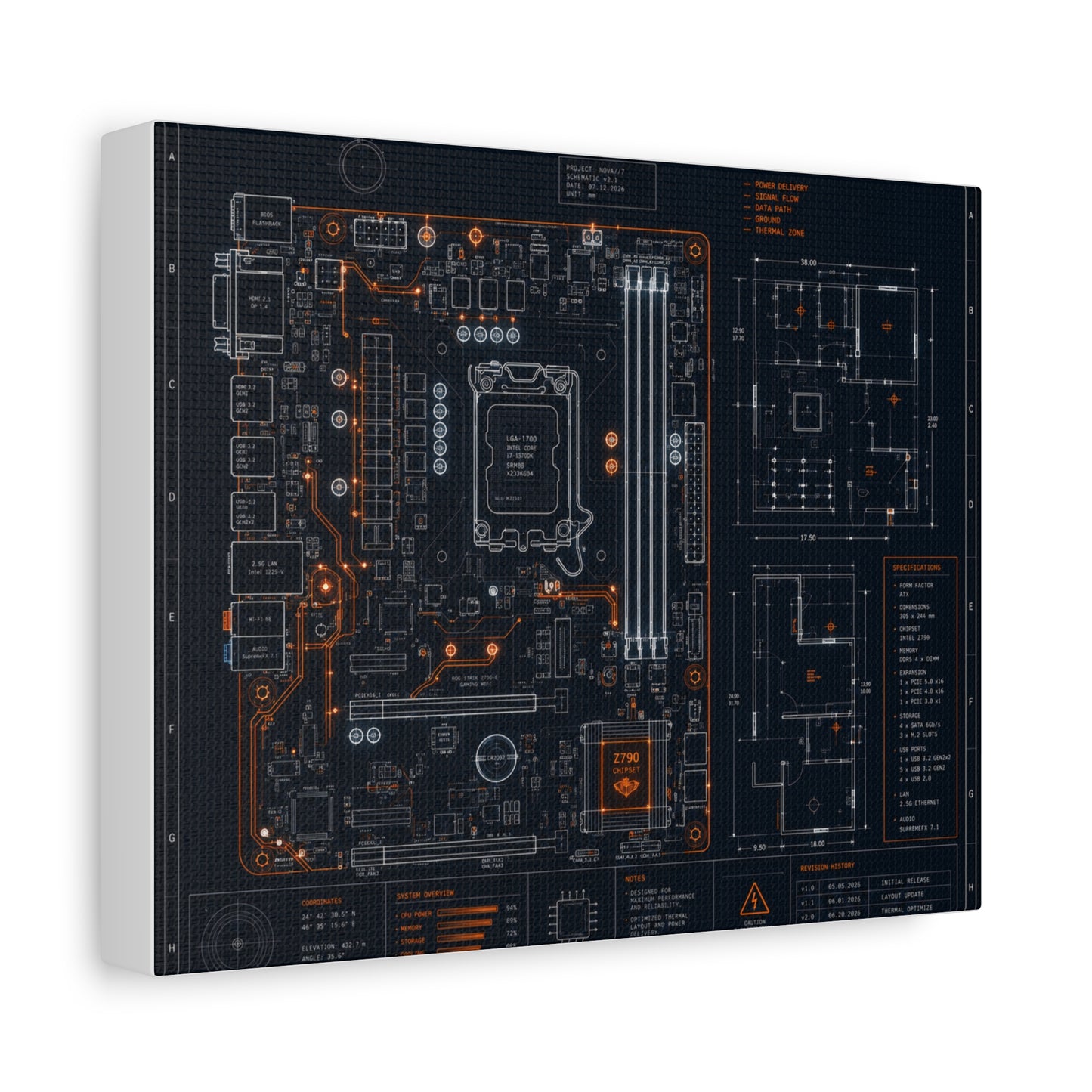 Custom Printed Circuit Board Matte Canvas Wall Art – 60 Sizes, Vertical, Horizontal & Square