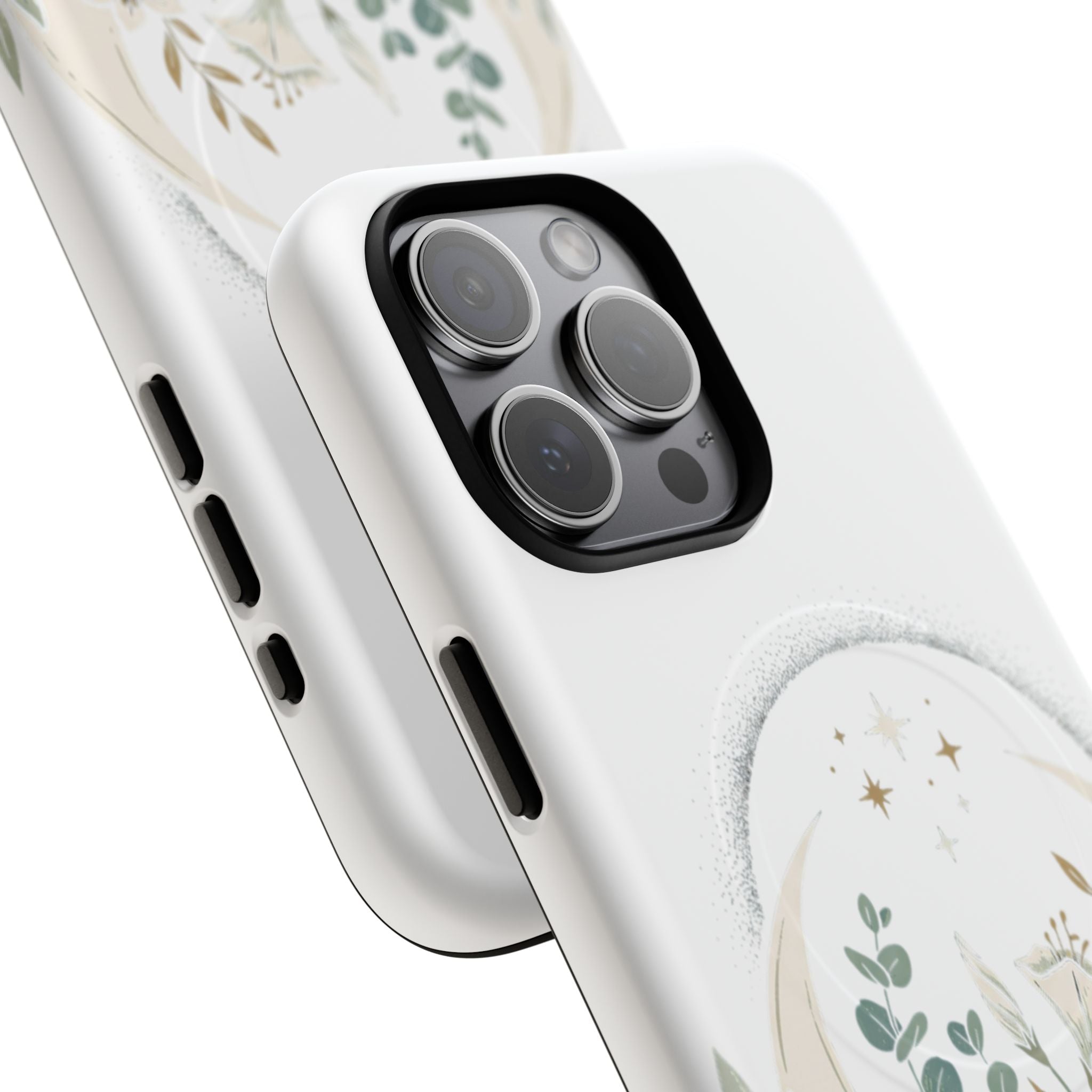 Floral Moon Magnetic Phone Case — Botanical iPhone Tough Case with Ring