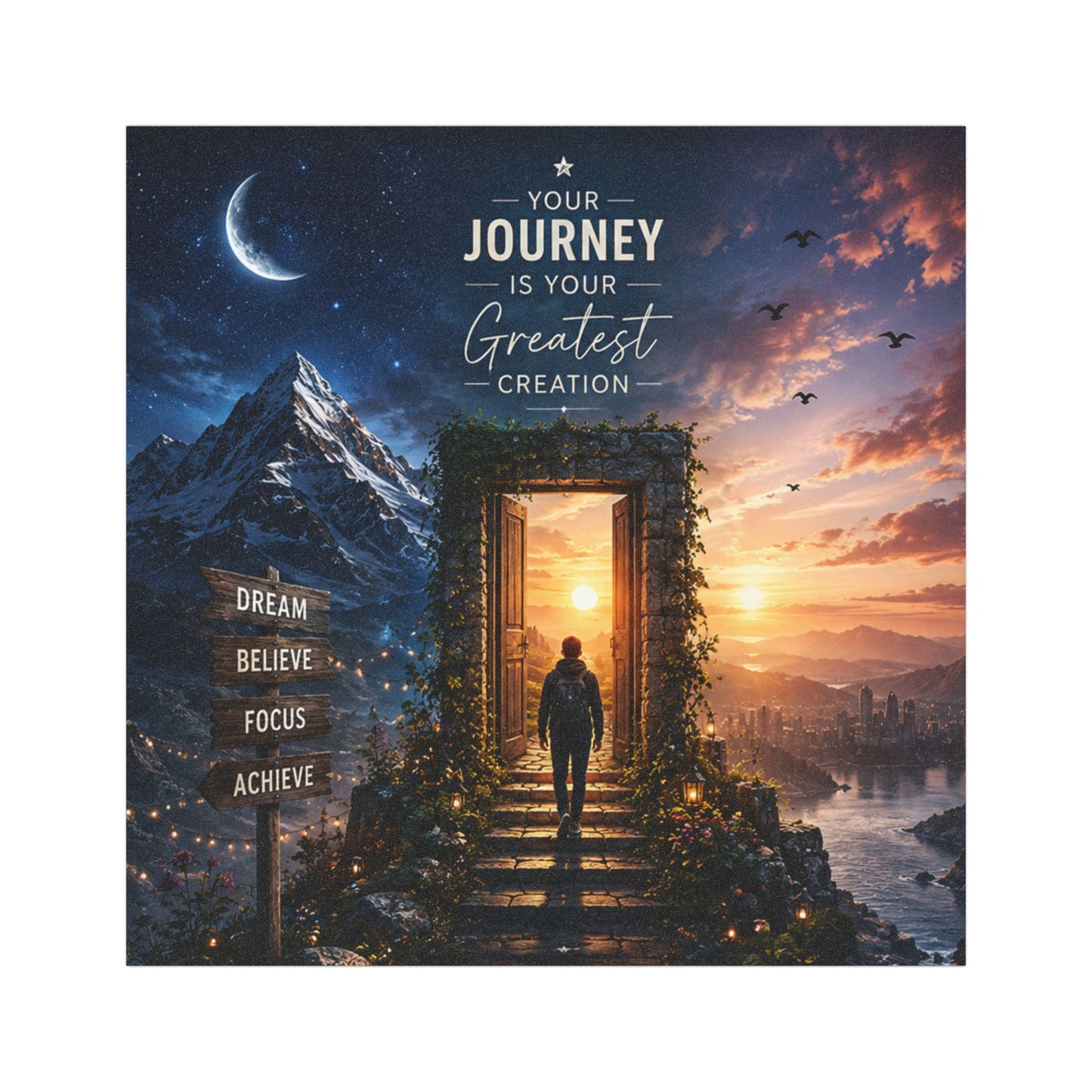 Custom Printed Car Magnet — “Your Journey Is Your Greatest Creation” Inspirational Travel Magnet