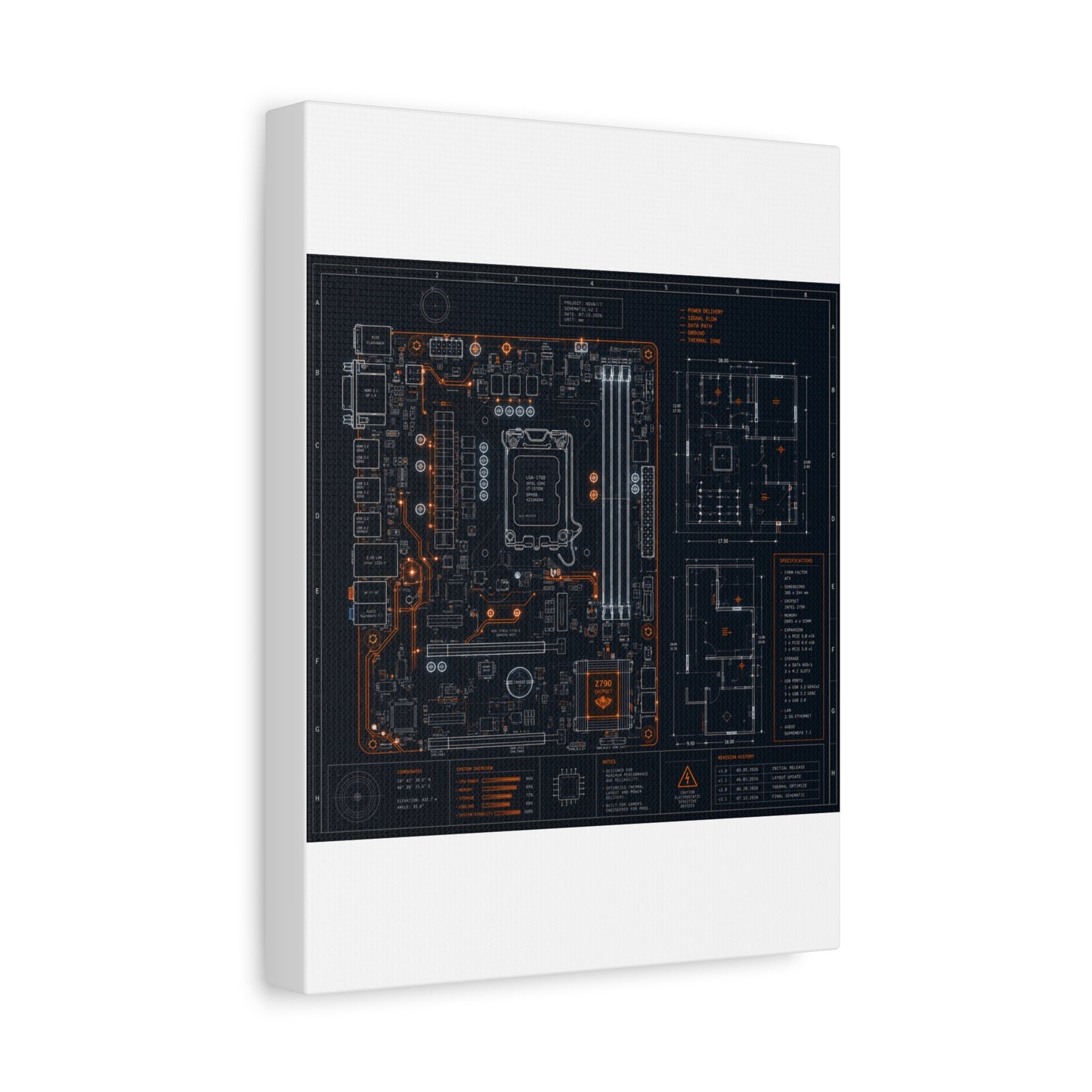 Custom Printed Circuit Board Matte Canvas Wall Art – 60 Sizes, Vertical, Horizontal & Square