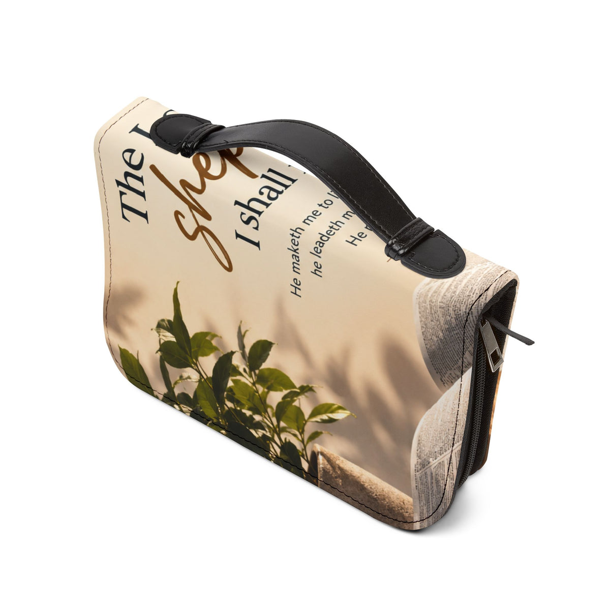 Custom Printed Bible Cover - "The Lord is my Shepherd" Soft Floral Scripture Zippered Bible Sleeve - Mayon Finds