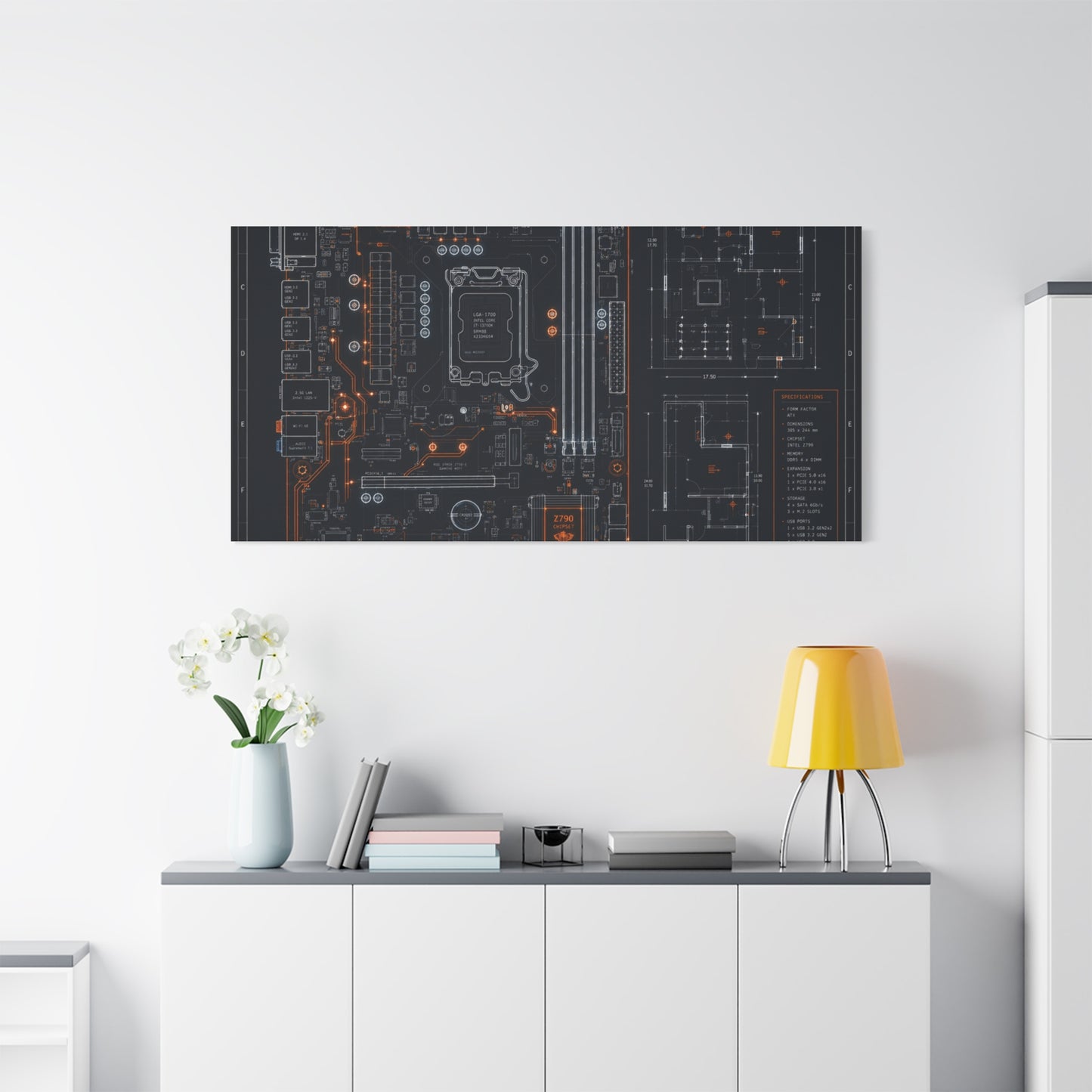 Custom Printed Circuit Board Matte Canvas Wall Art – 60 Sizes, Vertical, Horizontal & Square