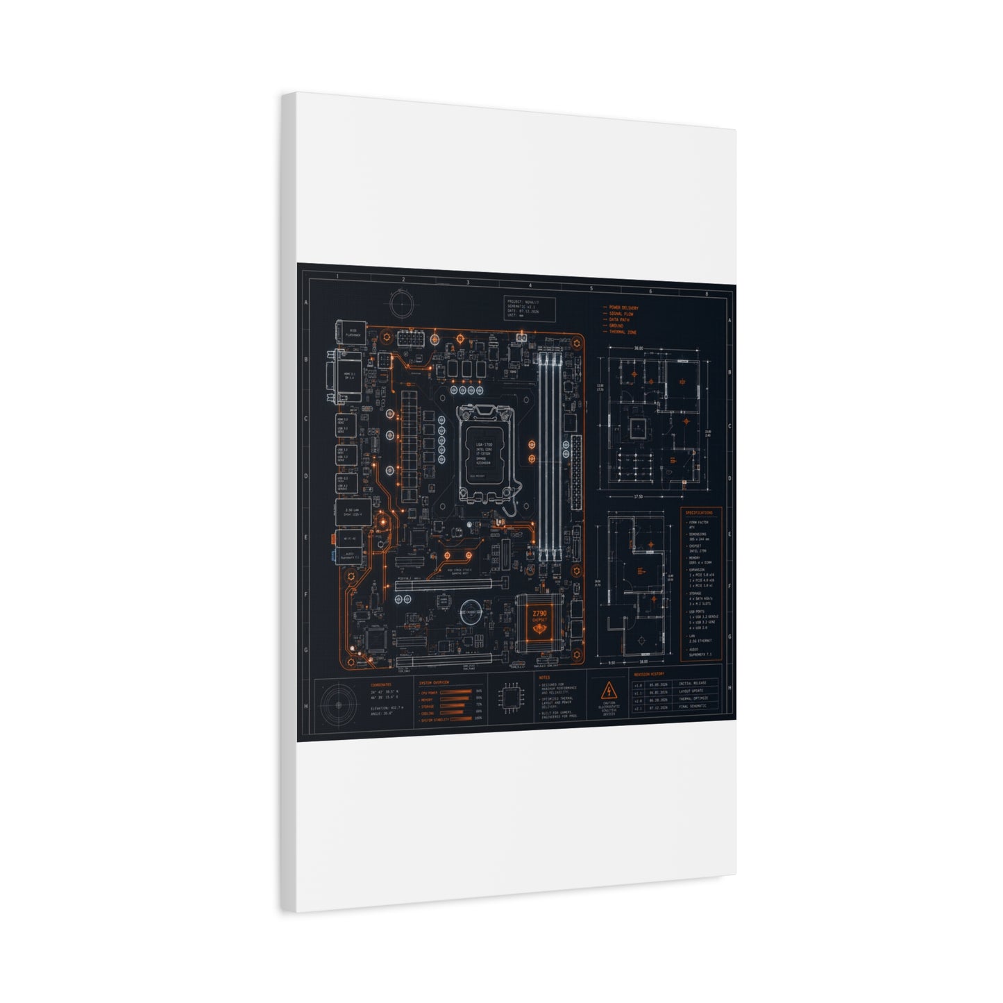 Custom Printed Circuit Board Matte Canvas Wall Art – 60 Sizes, Vertical, Horizontal & Square