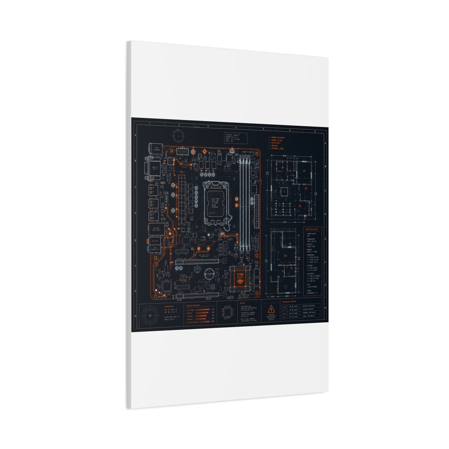 Custom Printed Circuit Board Matte Canvas Wall Art – 60 Sizes, Vertical, Horizontal & Square