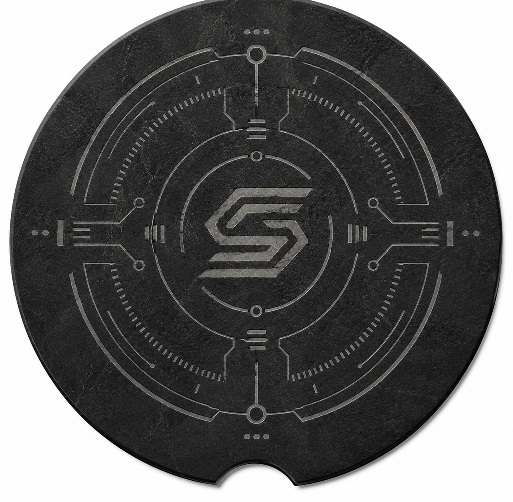Soapstone Car Coaster — Tech Emblem Drink Holder