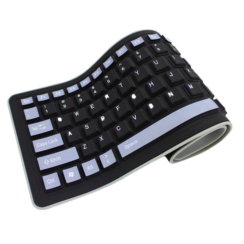 Black Silica Gel Foldable USB Keyboard, 103 Keys - Mayon Finds