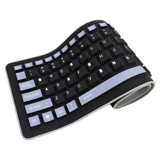 Black Silica Gel Foldable USB Keyboard, 103 Keys - Mayon Finds